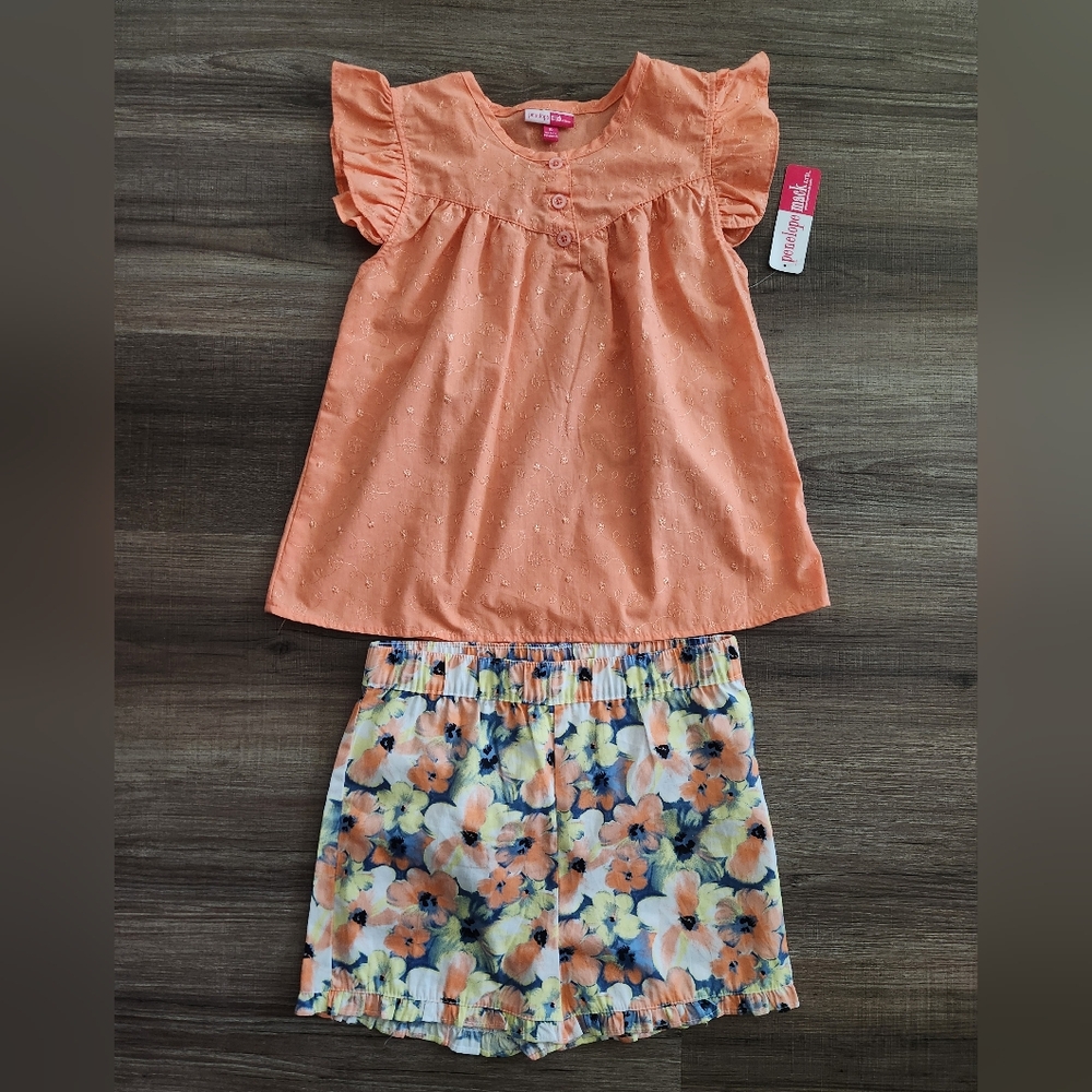 Floral and Solid Orange Kids Bottoms